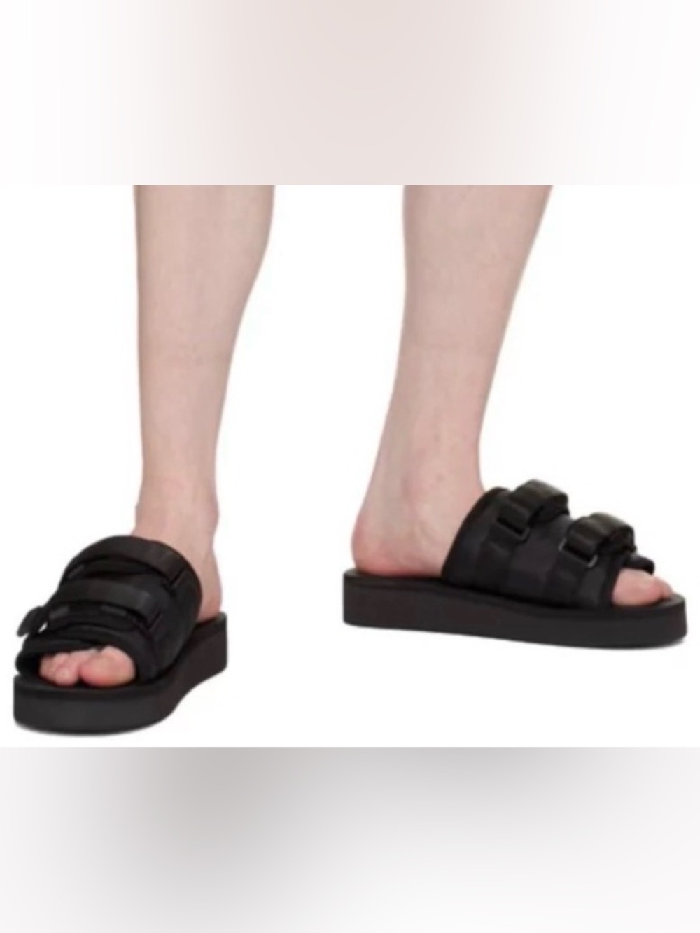 Suicoke Moto-VHL Black Double Strap Platform Stripes Size 5 (men)  7(women)